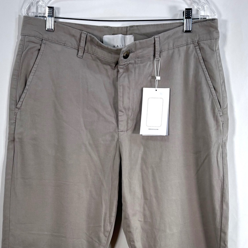 Raith Chino Pants Taupe Gray Cotton Blend Tapered Fit Mens 36L New